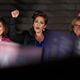 PRESCOTT, AZ - NOVEMBER 07: Arizona Republican gubernatorial candidate Kari Lake (C) pumps her fist during a get-out-the-vote campaign rally on November 07, 2022, in Prescott, Arizona. With one day to go until election day, Kari Lake and other Republican candidates are campaigning throughout the state ahead of Tuesday’s midterm election.
